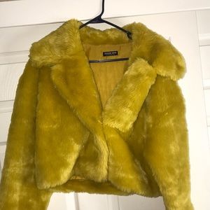 Yellow fur jacket